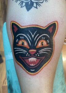 color old school cat tattoo by shred
